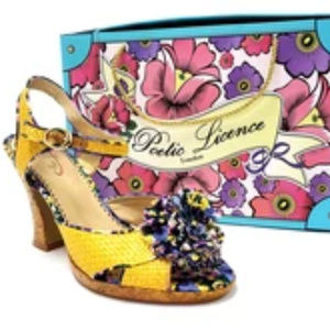 🔥PoeticLicense Floral YellowPumpHeelSandals W8M